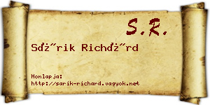 Sárik Richárd névjegykártya